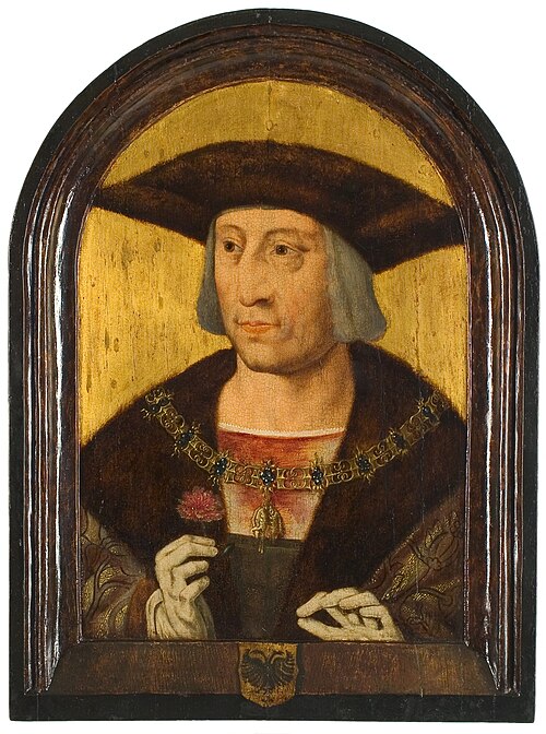 Portrait of emperor Maximillian I, 1510, Maître de Francfort