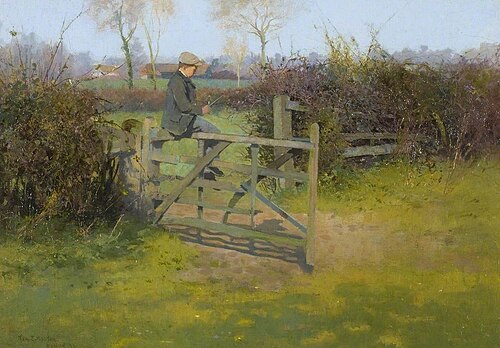 Sitting on a Gate, Bushey, 1893, Thomas Edwin Mostyn