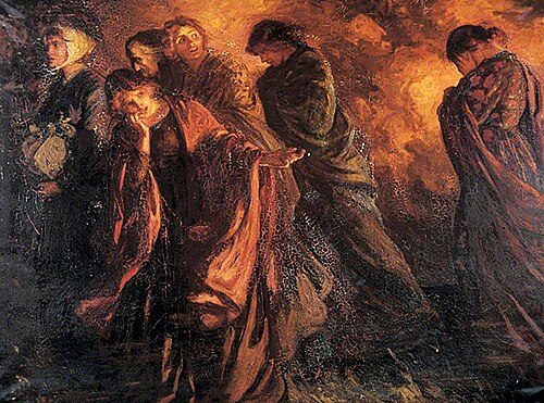 Flight (The Belgian Refugees), 1914, Thomas Edwin Mostyn