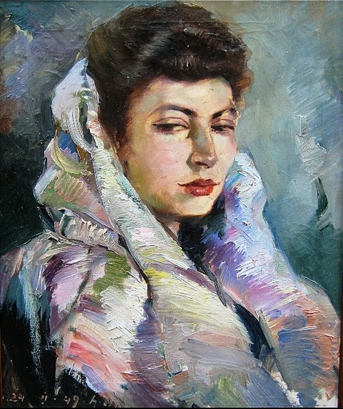 Portrait of painter's wife Olimpia Sargsyan, 1949, Hrant Stepanyan