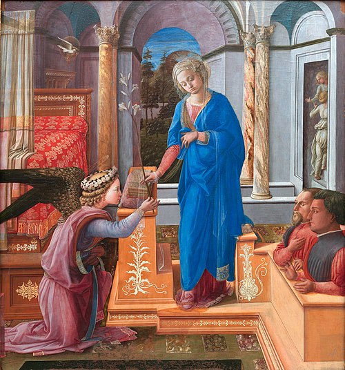 Annonciation aux deux donateurs agenouillés, 1445, Fra Filippo Lippi