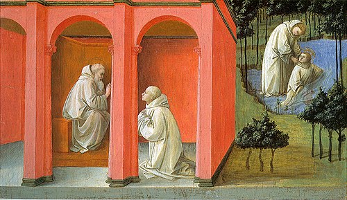 Saint Benedict Orders Saint Maurus to the Rescue of Saint Placidius, 1445, Filippo Lippi