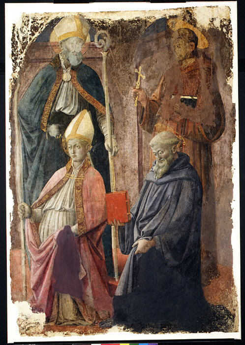 Saints Augustine and Francis, a Bishop Saint, and Saint Benedict, 1452, Filippo Lippi