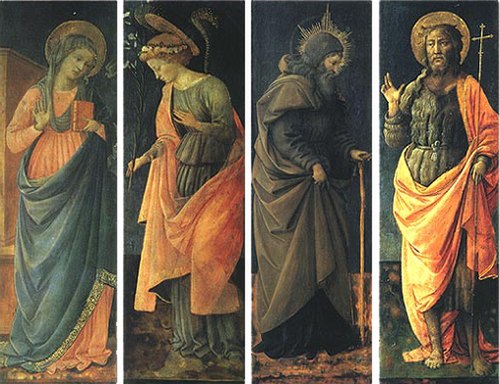 The Annunciation, Saints Anthony Abate, John the Baptist, 1452, Filippo Lippi