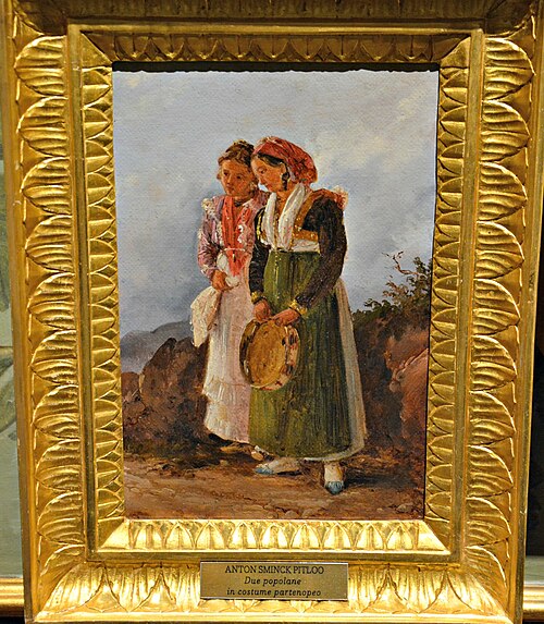 Due popolane in costume partonopeo, 1837, Anton Sminck Pitloo
