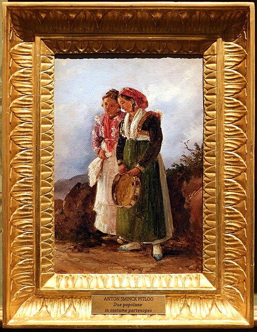 due popolane in costume partenopeo, , Anton Sminck Pitloo