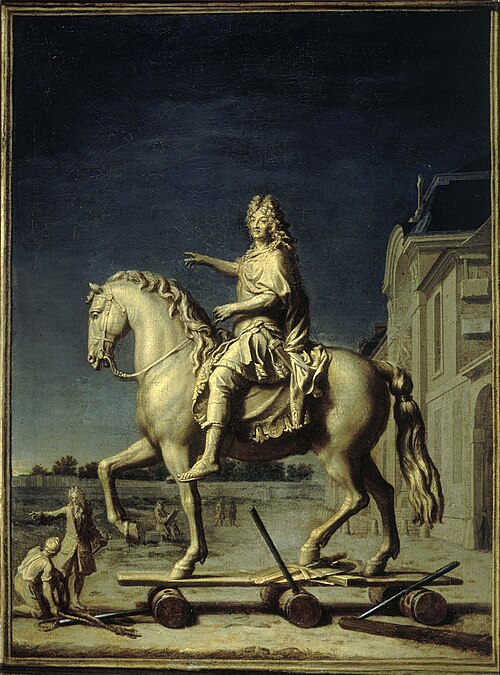 Transport sur la place Louis-le-Grand de la statue de Louis XIV de Girardon, le 16 juillet 1699, 1697, René-Antoine Houasse