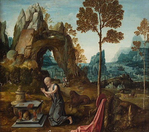 St. Jerome as penitent in a landscape, 1522, Jan de Beer