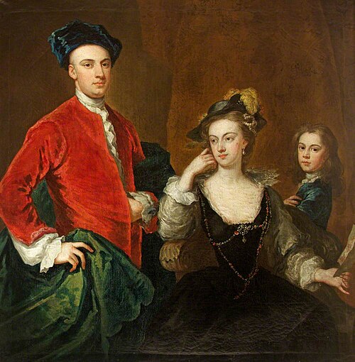 Sharington Davenport (1708–1774), His Wife Gratiana Rodd (d.1773), and His Younger Half-Brother, Lat, , John Vanderbank