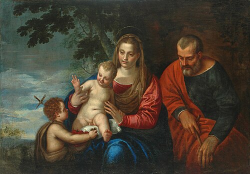 Sainte Famille avec sainte Jean-Baptiste., 1580, Benedetto Caliari
