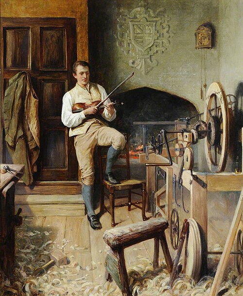 Samuel Crompton Inventing the Spinning Mule, 1895, Alfred Walter Bayes