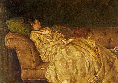 Woman Reclining on Couch, , Alfred Walter Bayes