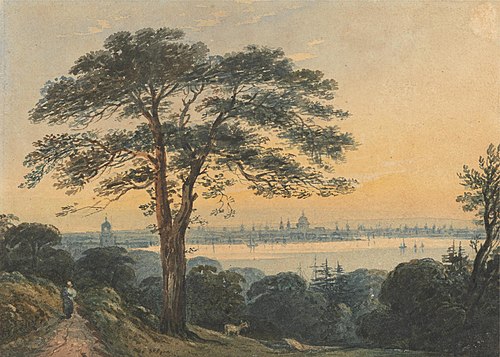 London from the Thames, , John Varley