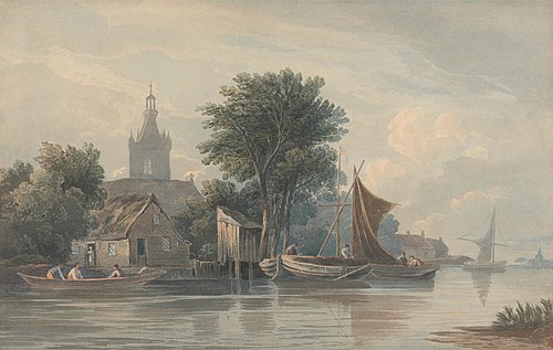 View on the Thames at Battersea, , John Varley