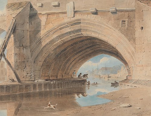 Under the Ouse Bridge, Bathing, 1803, John Varley