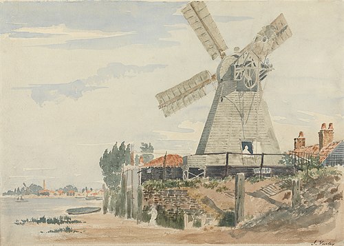 Red House Mill, Battersea, Surrey., 1842, John Varley