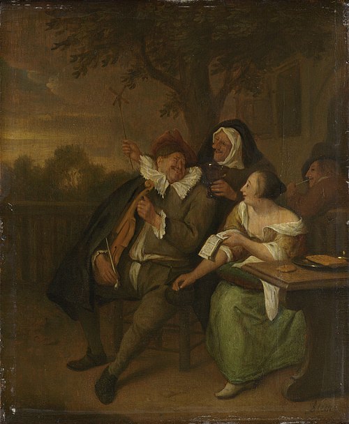 Man with a fiddle in bad company, 1685, Jan Steen