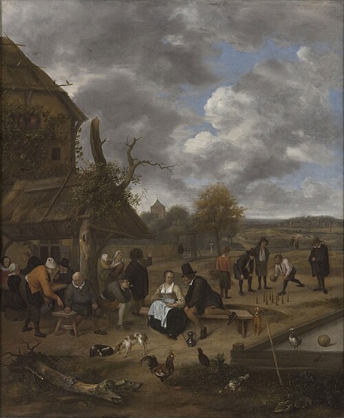 Landscape with an Inn and Skittles, 1656, Jan Steen