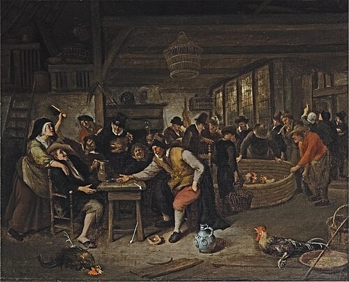 The Cockfight, 1673, Jan Steen
