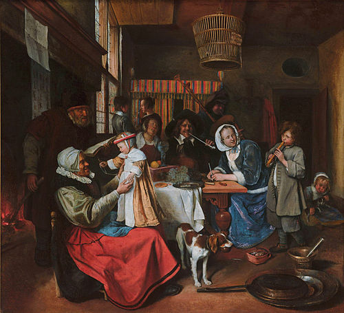 'As the Old Sing, so Pipe the Young', 1664, Jan Steen