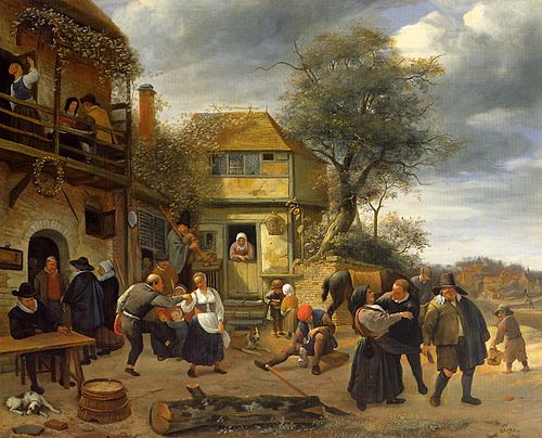 Peasants before an Inn, 1660, Jan Steen
