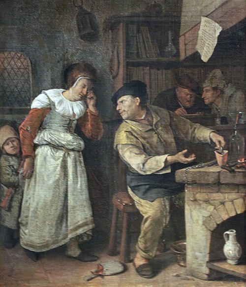 A Goldsmith Melting Down a Woman's Jewellery in the Presence of a Notary, The Alchemist, 1668, Jan Steen