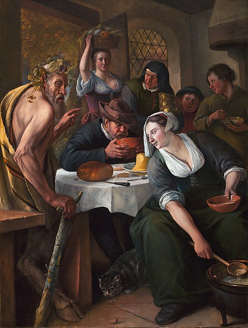 The Satyr and the Peasant "Who Blows Hot and Cold", 1660, Jan Steen