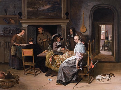 The Card Players in an Interior, 1661, Jan Steen
