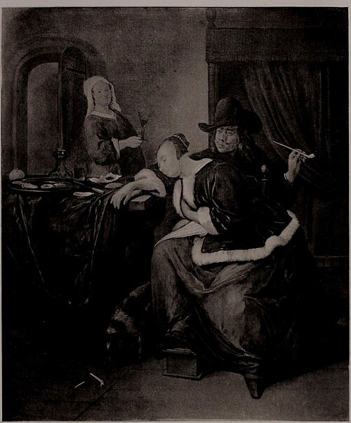 A Girl Asleep and a Man Smoking, 1650, Jan Steen