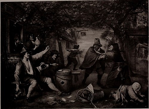 Peasants Quarrelling over Cards in an Arbour, 1650, Jan Steen