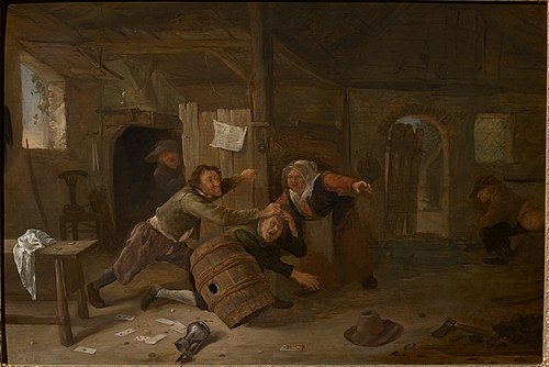 Peasants Fighting over Cards, 1650, Jan Steen