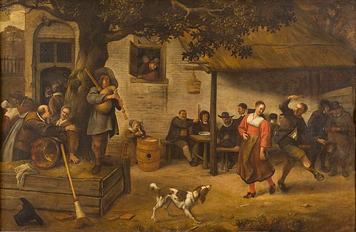 Merry company in front of a inn, 1660, Jan Steen
