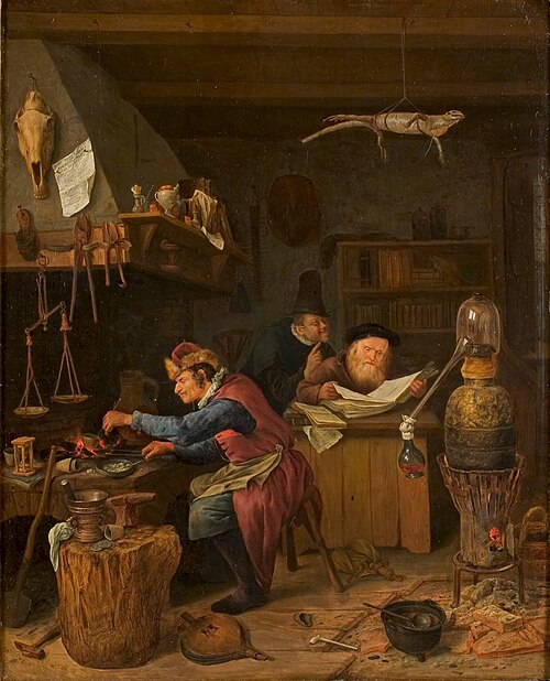 De alchimisten, 1700, Jan Steen