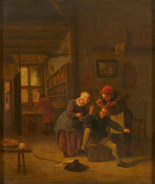 Het snijden van de kei, , Jan Steen