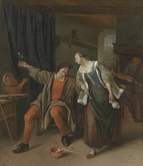 A peasant couple carousing in an inn, 1660, Jan Steen