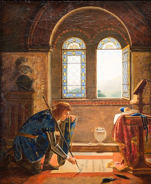 Charles VII écrivant ses adieux à Agnès Sorel, 1835, Fleury François Richard