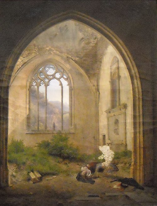 Scène dans une chapelle ruinée, 1824, Fleury François Richard