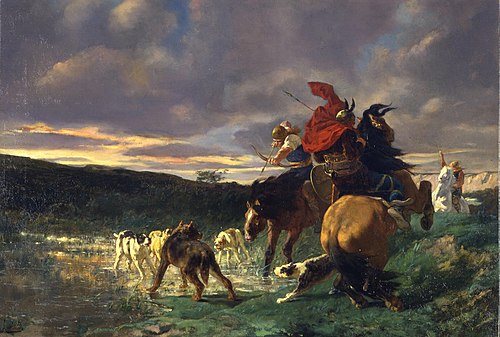 Mérovingiens attaquant un chien sauvage, 1875, Évariste-Vital Luminais