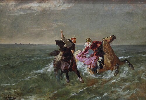 La Chevauchée de saint Guénolé et du roi Gradlon, 1884, Évariste-Vital Luminais