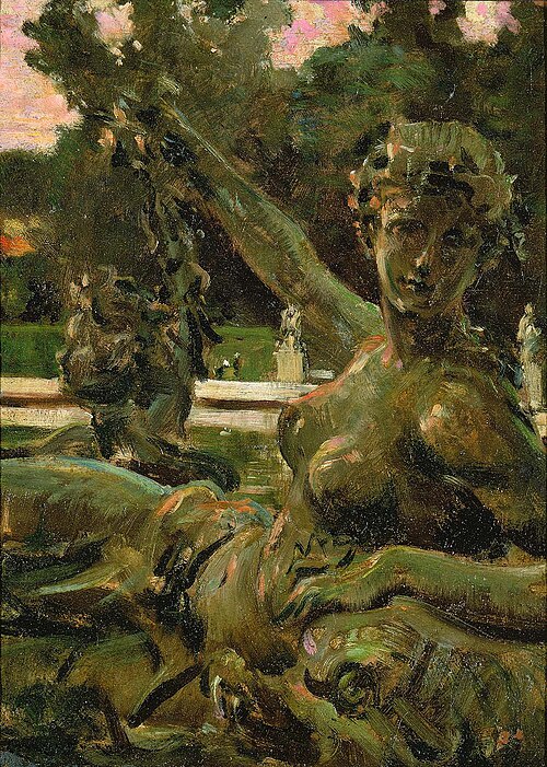 Nymphe et Cupidon - illustrant la Nymphe à la guirlande par Pierre Legros l'Aîné (1629-1714), margel, 1913, James Carroll Beckwith