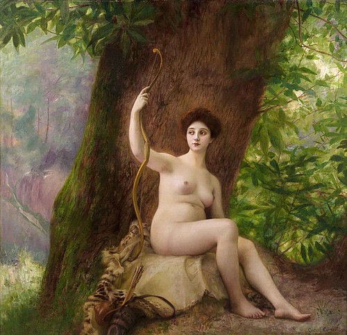 Woman as Diana in nature, 1903, Gustave Courtois