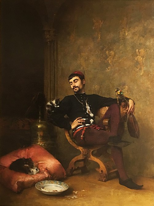 Jeune Florentin jouant avec des chats, 1882, Gustave Courtois