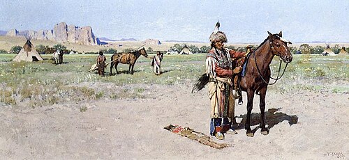 Saddling up., 1916, Henry Farny