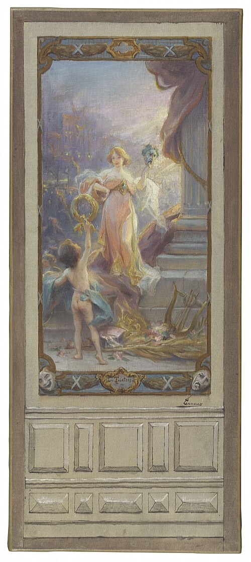 Esquisse pour la mairie du 10ème arrondissement de Paris : Les théâtres, 1906, Henri Adrien Tanoux