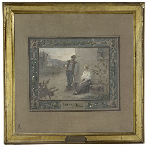 Esquisse pour la salle des mariages de la mairie du 14ème : Les Fiancés, 1889, Henri Adrien Tanoux