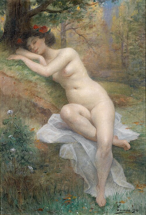 Weiblicher Akt in Waldlandschaft, , Henri Adrien Tanoux