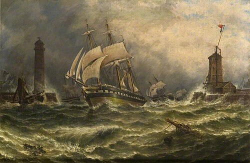 Sunderland Harbour in 1859, the Barque 'Hedvig', 1895, Stuart Henry Bell