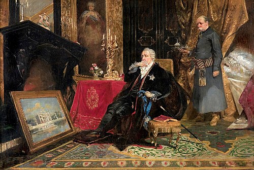 King Stanisław August Poniatowski in St. Petersburg, 1883, Jan Czesław Moniuszko