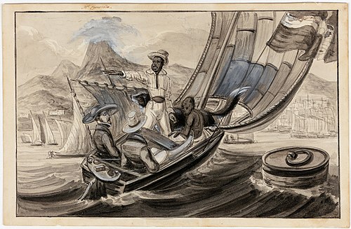 Promenade sur l'Eau dans la Baie de Rio -Janeiro. Un esclave nègre du Congo, racontant son histoire , 1840, Harro Harring