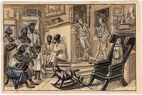 Scène d'ouverture d'une vente publique de nègres Marchant de nègres et son maquignon, 1840, Harro Harring